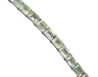 Natural Green Amethyst Bracelet, 925 Sterling Silver Bracelet, 7x9 MM Oval Amethyst Stone Silver Bracelet, Bracelet 7.5 Inch