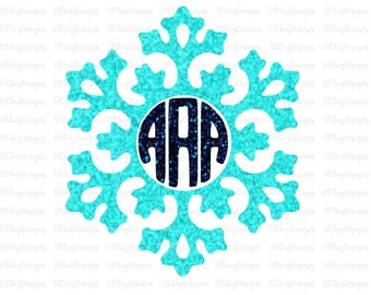 SVG snowflake monogram, christmas svg files, wreath cut file, winter cut files, cricut cut files, silhouette cut files, winter svg files