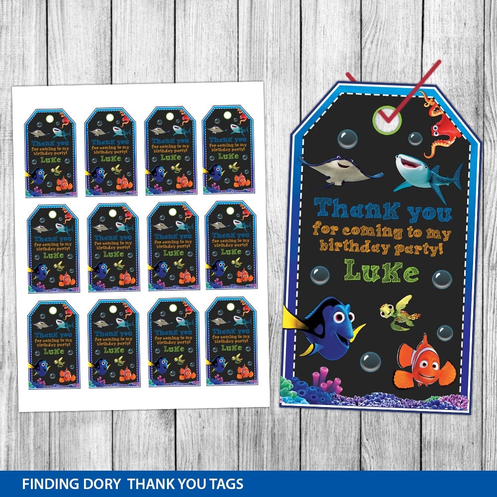 Finding Dory Thank You Tags Finding Dory Favor Tags Finding
