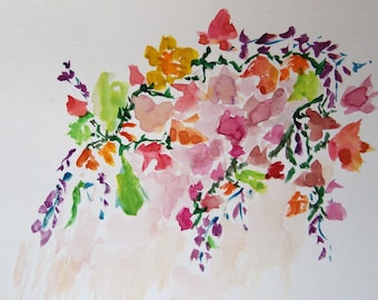 Flower Painting Abstract Painting Watercolor Flowers Floral Painting Original Watercolor Painting