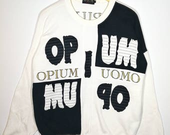 Rare!! OPIUM UOMO Sweatshirt Embroidered Logo Swagger Activewear Size XLARGE