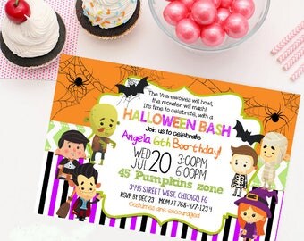 Halloween Birthday Invitation, Kids Halloween Party Invitation, Costume Party Invitation, Halloween Birthday Party Invitations