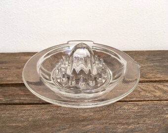 Vintage Glass Lemon Juicer, Citrus Squeezer, Reamer, Kitchenalia