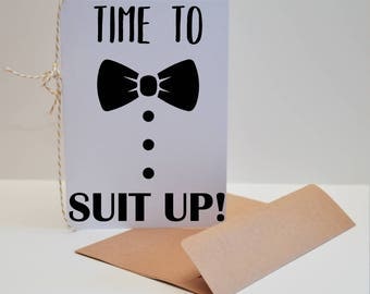 Set of Six Suit Up Groomsman Cards, Suit Up Card, Time to Suit Up Card, Suit Up Groomsman Card, Set of 6 Will You Be My Groomsmen Invitation
