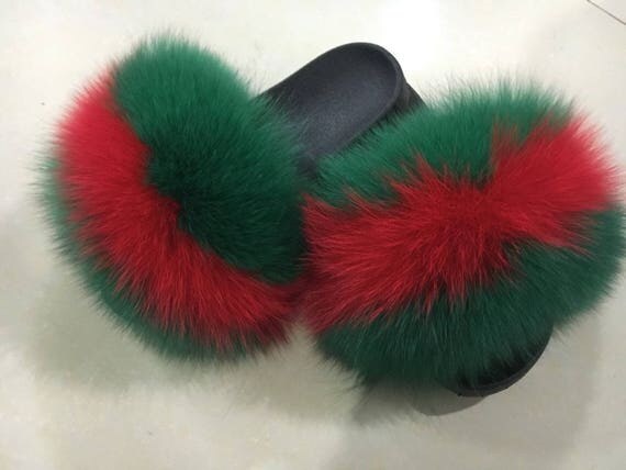 fur slides gucci