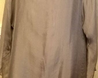 Dress in light brown taupe silk and lace cream