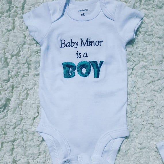 Gender reveal onesies baby shower custom name baby