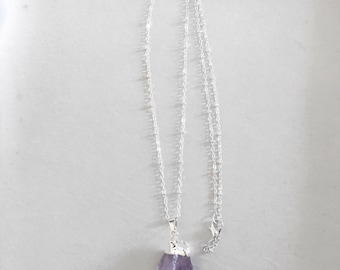 Raw amethyst crystal necklace