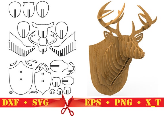 Deer Head 3D Puzzle Digital Download CNC Cutting Files