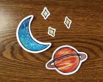 Space Theme Vinyl Stickers Set