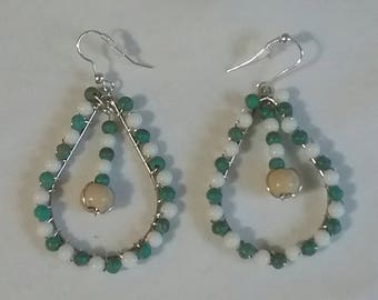 Turquoise and White Looped Teardrop Earrings (#30)