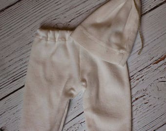 Newborn Cream Pants and Hat Set-Newborn Photo Prop