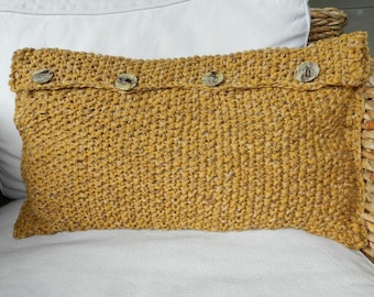 Mustard yellow knitted rectangular Cushion cover