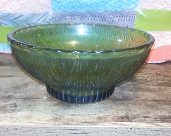 F.T.D. green glass bowl with bark like texture