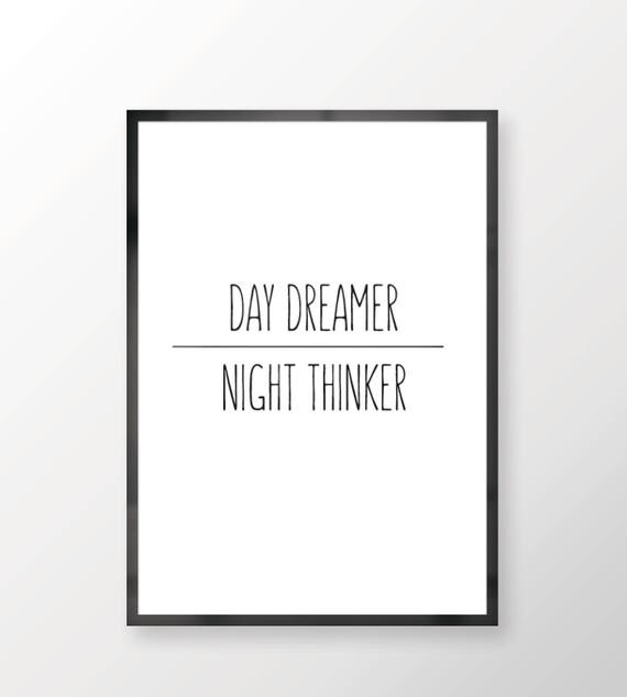 Day Dreamer Night Thinker Wall Print Wall Art Bedroom Print