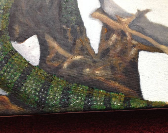 New Born Baby Lizard Oil Painting, Oil Painting of Lizard, Oil Painting of Wildlife, Nature Oil Painting, 20x24 inch Painting of Baby Lizard