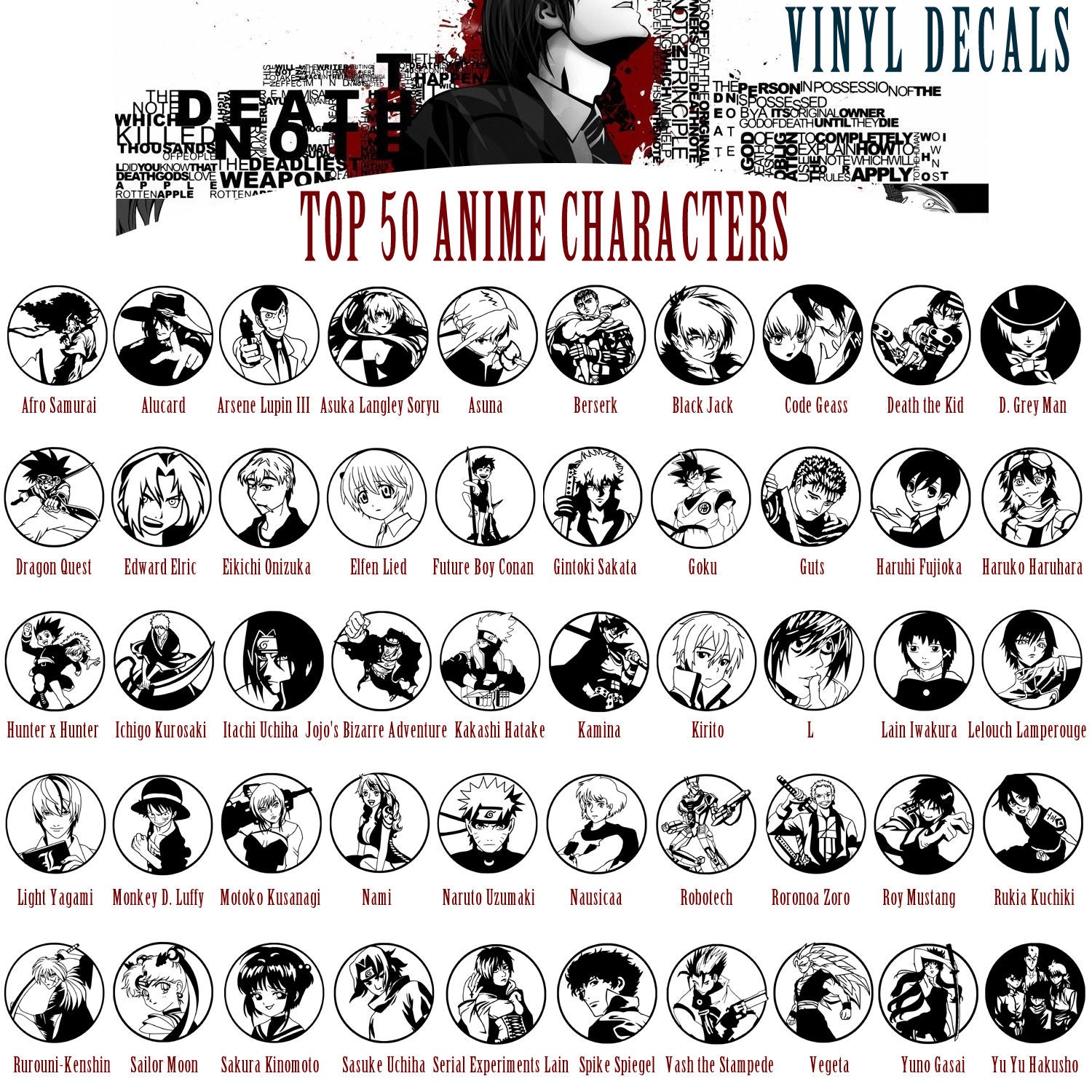 Anime Vinyl Decal Stickers Car Window Art アニメ Manga Japanese