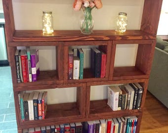 Rustic Bookcase Thick Sectioned Book Shelves Bookshelf Custom Sections Rustic Bookcase Thick Sectioned Book Shelves Bookshelf Custom Sections