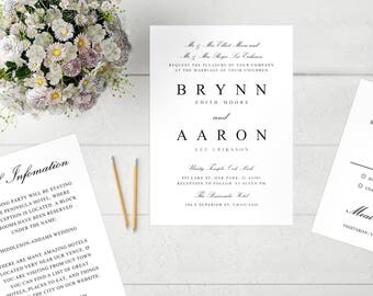 Printable Wedding Invitation Template | Formal Script | Word |PC |Pages | Mac | Editable Artwork Colors - Instant DOWNLOAD