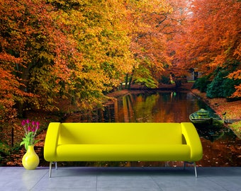 Peel & stick removable wallpaper Ombre gradient mountain pine