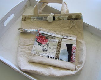 Canvas Tote Bag and Pencil Case, Handcrafted Bag, Cosmetic Bag, Fabric Zipper Pouch, Art Supplies Case, Make Up Bag, Travel Bag, Cord Bag