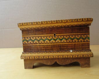 Vintage 1970's Wooden Box for Jewelry, Etc