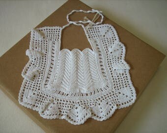 Crochet baby bib, cotton baby bib, vintage pattern baby bib, baby shower, Chritening gift, baby gift, baby boy gift, baby girl gift