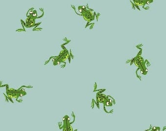PREORDER - Heather Ross - Frogs in Pale Blue - Kinder - (43484-9) - 1/2 Yard++