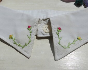 Embroidered white collar