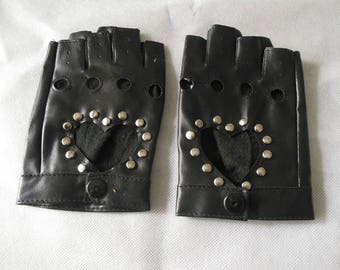 leather gloves studded gloves pastel goth biker cute biker gloves