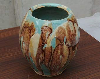 Ceramic Vase, Turquoise Brown
