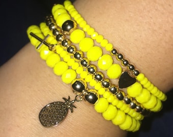 Yellow Stack of Bracelets