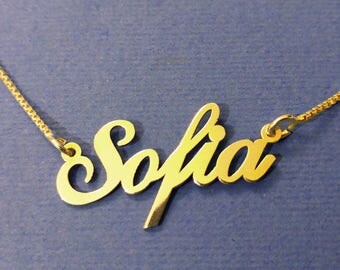 gold chain with name on it name tag chain name chain 14k dummy chain with name chain with my name chain with name plate custom Sofia chain