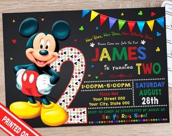 ON SALE 30% Mickey Mouse Birthday Invitation - Mickey Mouse 2nd Birthday Party - Mickey 2nd Birthday - Mickey Mouse Second Birthday Party