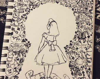 A5 Alice in Wonderland Sketch Drawing
