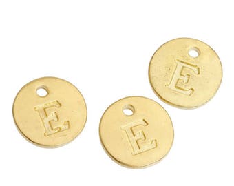 Letter E - 12mm Golden gold pendant