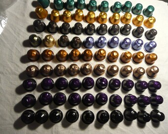 Lot of 90 coffee capsules brand "nespresso" & "gold" - aluminum recycling for your jewelry creations (multicolored)