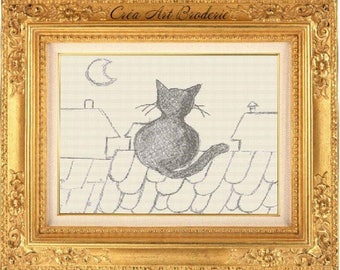 Black Cat counted cross-stitch chart