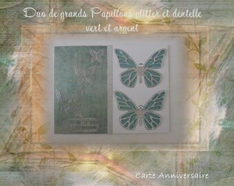 HB-2017-008 - birthday card - two green butterflies