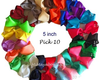 Hair bows for girls, hair bows for toddler, hair bows for uniforms, hair bows with clips, solid hair bows, 5 inch bows, hair accessories