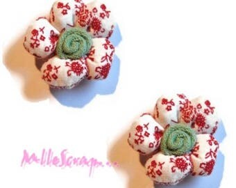 Set of 2 flowers embellishment scrapbooking cardmaking 3 (ref.310) fabric *.