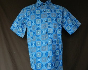 Shirt size XL / XXL mens short sleeved African wax fabric