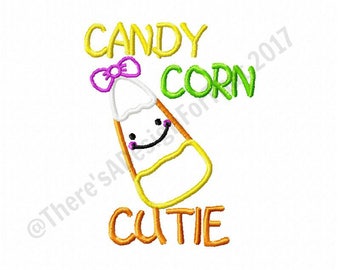 Halloween embroidery design, fall embroidery design, candy corn embroidery design, girl embroidery design