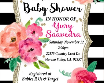 Vintage Floral Kate Spade Digital Invitation PDF