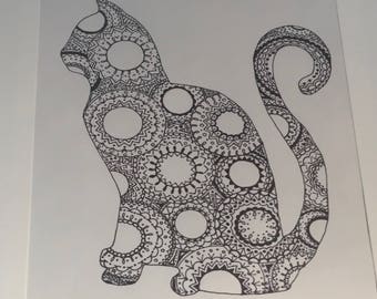 Cat drawing | Etsy