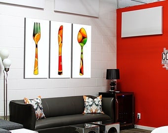 Painting on canvas covered triptych 3 x(55x120) citrus