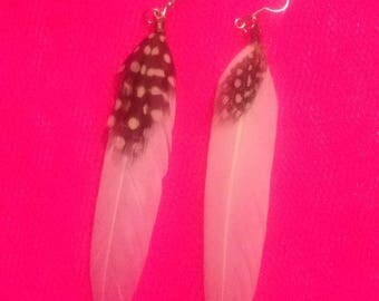 White feather dangle earrings