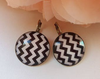 "ZIG ZAG" 25mm cabochons earrings