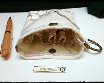 Case for pens, cotton linen and lined silk with key