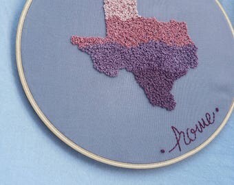 Texas Love-Hand Embroidered Hoop Art 8"